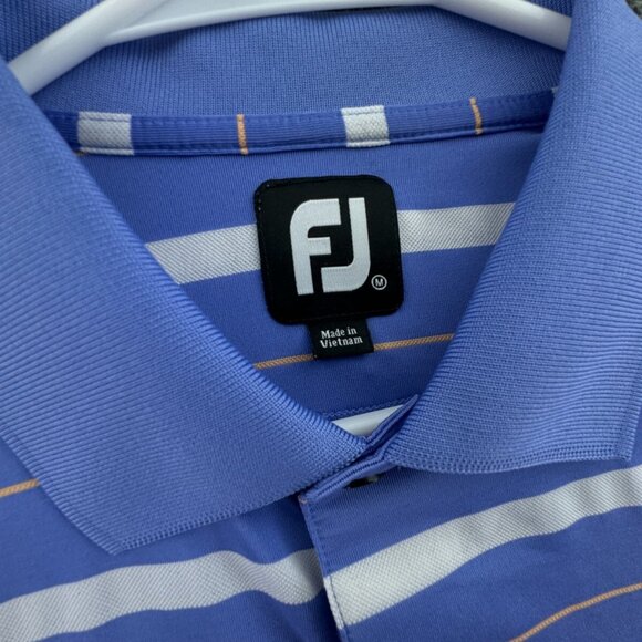 Footjoy Short Sleeve Golf Polo Shirt Blue Striped Medium Stretch 1908 Mystery - Picture 7 of 16